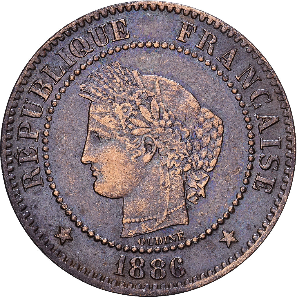 Francia, 2 Centimes, Cérès, 1886, Paris, Bronce, MBC, Gadoury:105