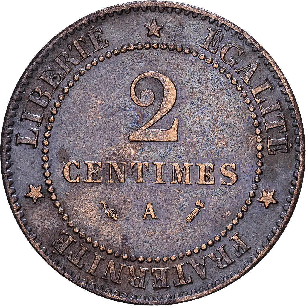 Francia, 2 Centimes, Cérès, 1886, Paris, Bronce, MBC, Gadoury:105