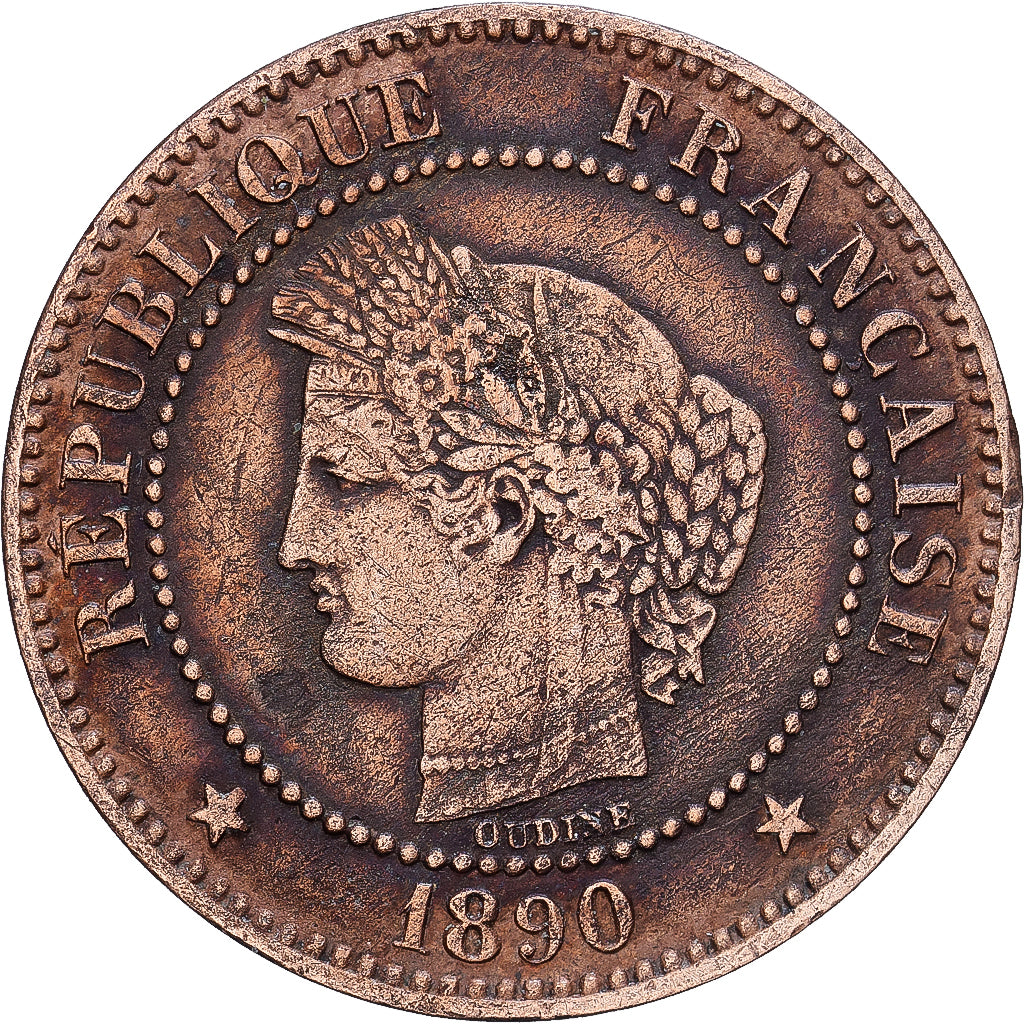 Francia, 2 Centimes, Cérès, 1890, Paris, Bronce, MBC, Gadoury:105