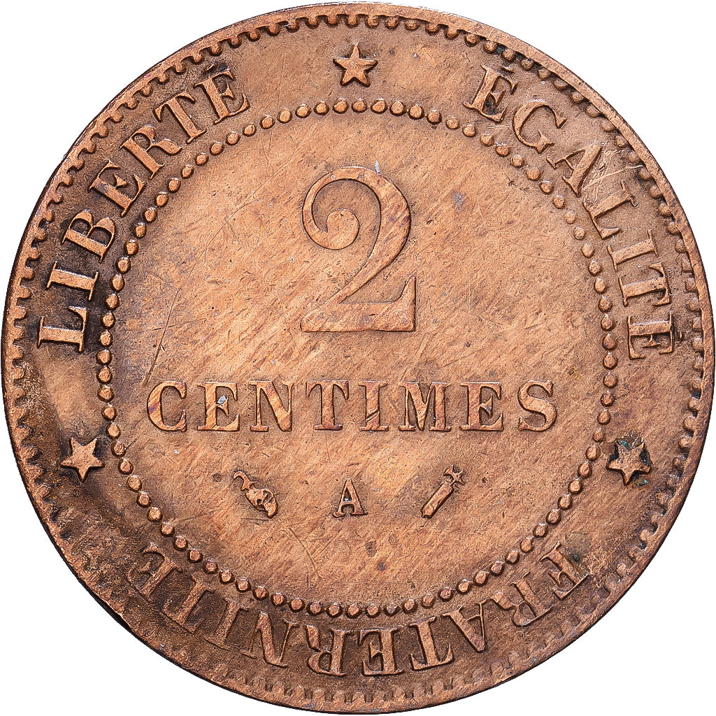 Francja, 2 Centimes, Cérès, 1893, Paris, Brązowy, VF(20-25), Gadoury:105