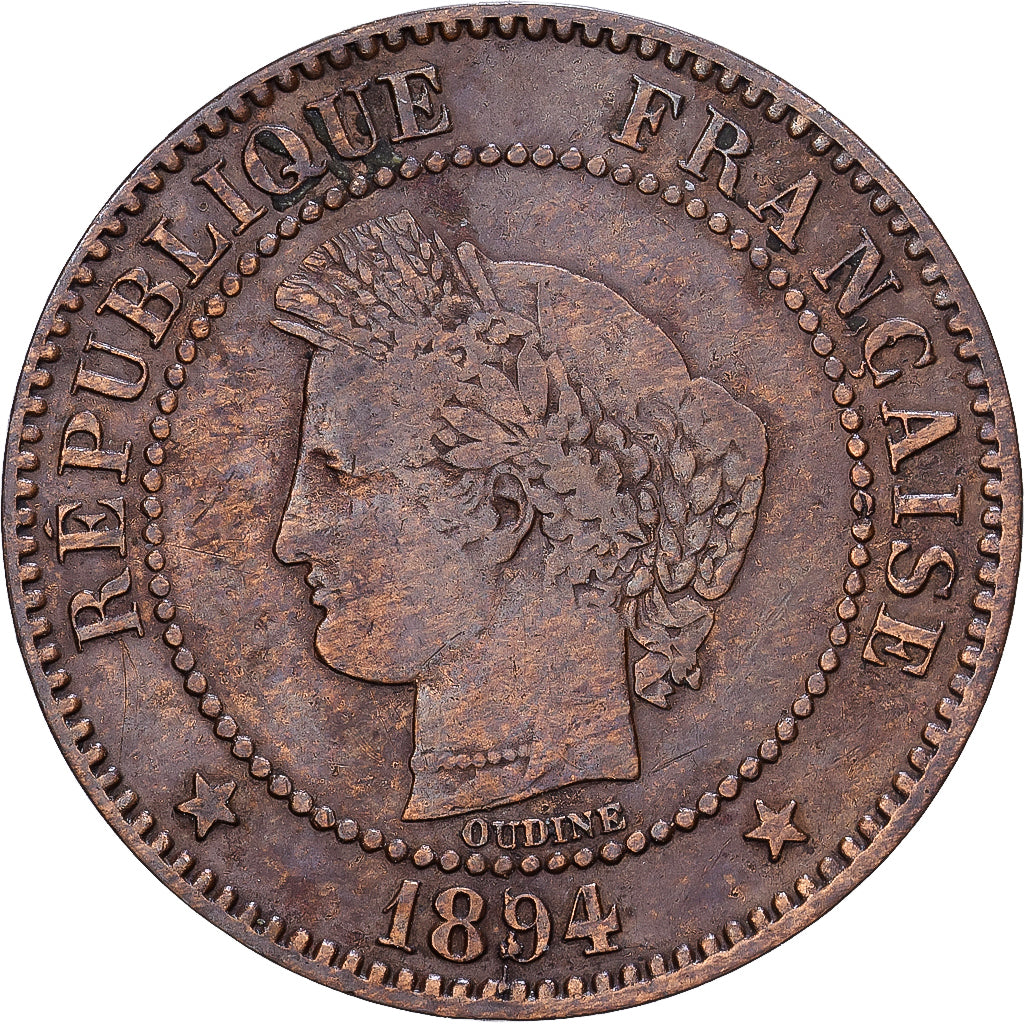 Frankrijk, 2 Centimes, Cérès, 1894, Paris, Bronzen, FR, Gadoury:105