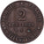 Francia, 2 Centimes, Cérès, 1896, Paris, Bronce, BC+, Gadoury:105