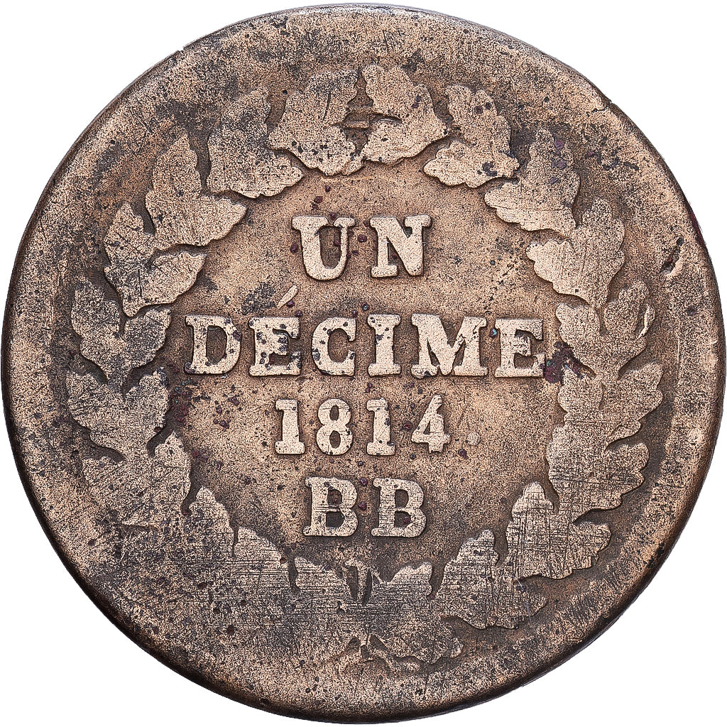Frankrijk, Napoleon I, 1 Décime, A l'N couronnée, 1814., Strasbourg, Cent