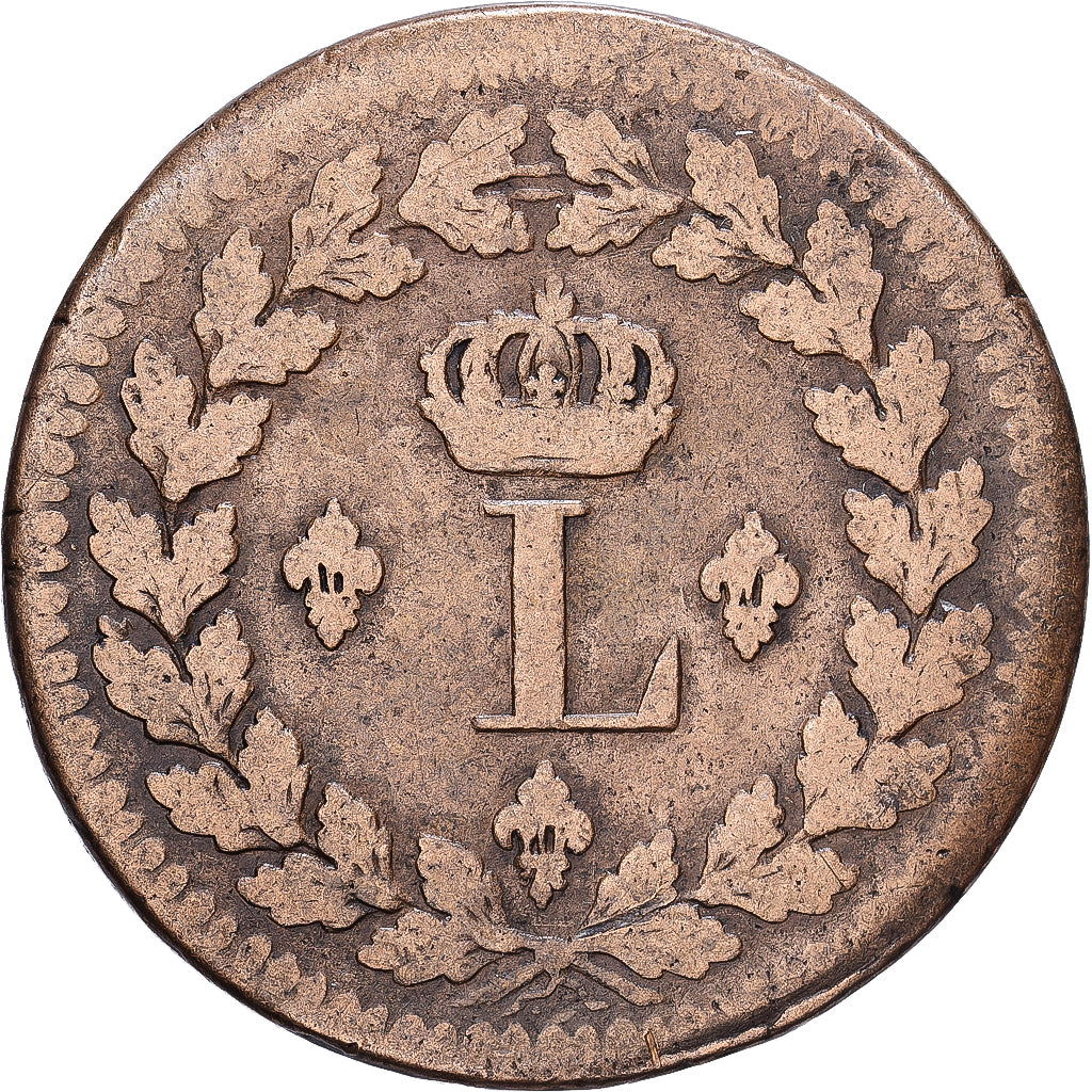 Frankreich, Louis XVIII, 1 Décime, à l'L couronnée, 1814, Strasbourg, Bronze
