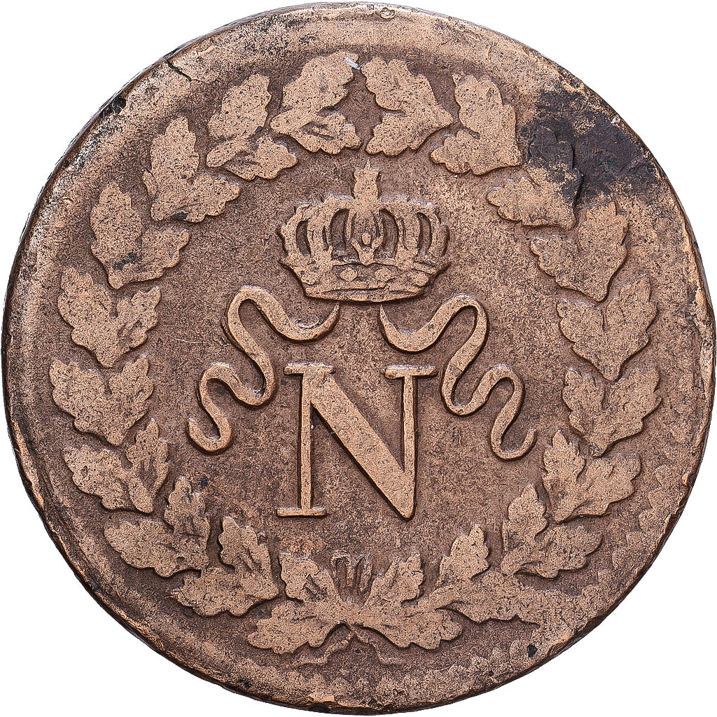 Francia, Napoleon I, 1 Décime, A l'N couronnée, 1814., Strasbourg, Cent Jours