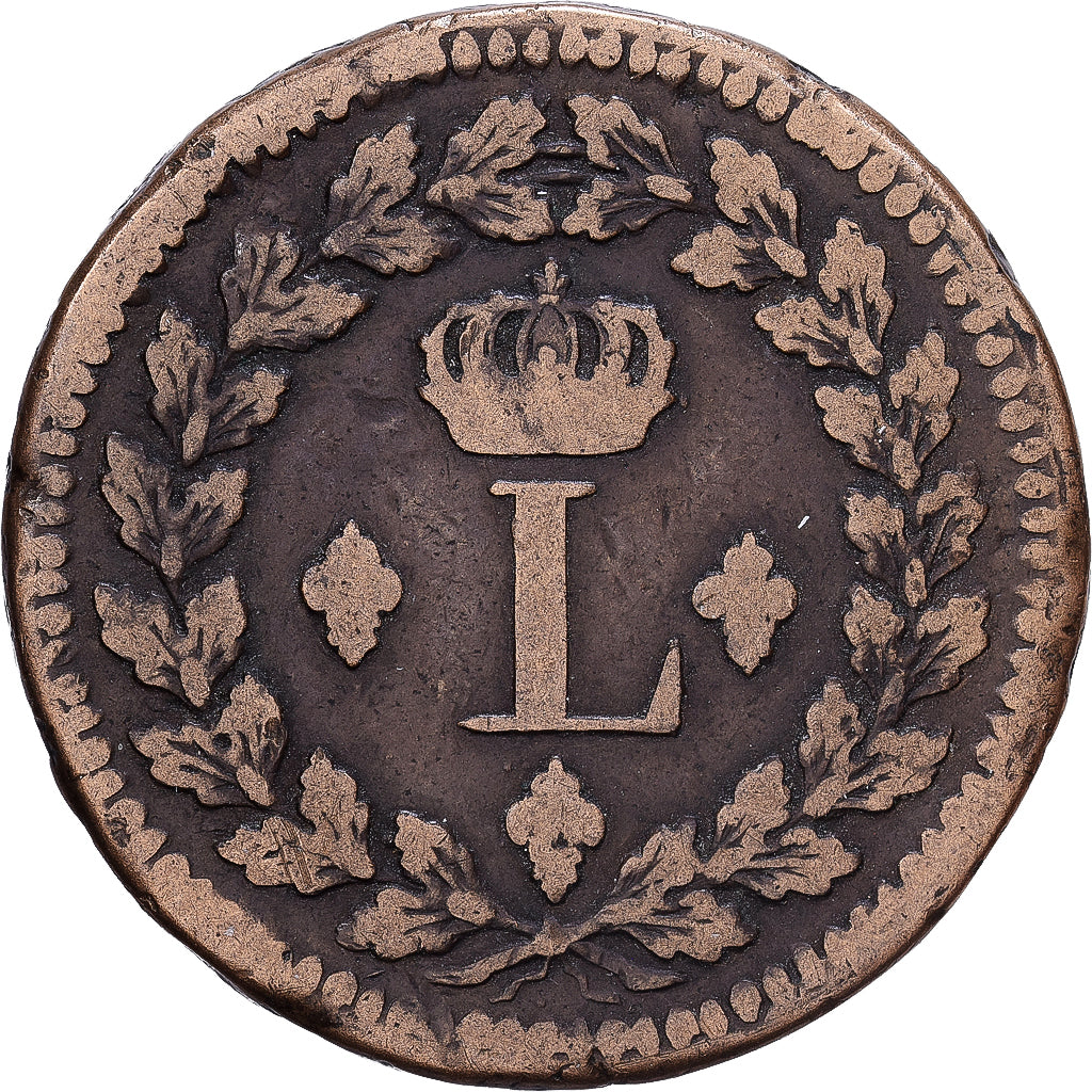 Frankreich, Louis XVIII, 1 Décime, à l'L couronnée, 1814, Strasbourg, Bronze