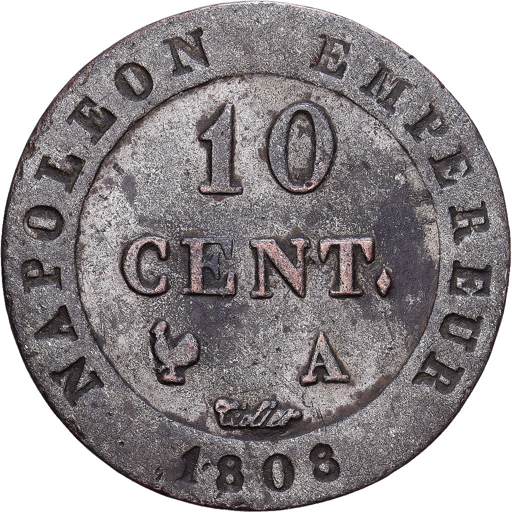 Frankreich, Napoleon I, 10 Centimes, 1808, Paris, Billon, SS, Gadoury:190