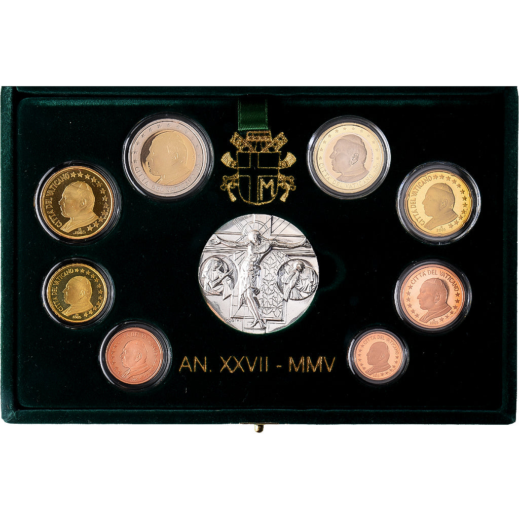 CIDADE DO VATICANO, John Paul II, Set 1 ct. - 2 Euro + Medal, Proof, 2005, Rome
