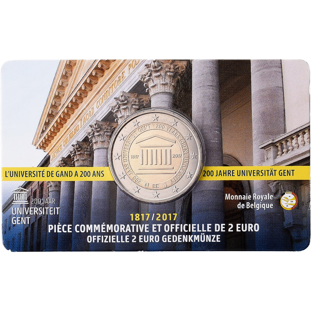 Bélgica, 2 Euro, 200 ans de l'Université de Gand, 2017, Monnaie royale de