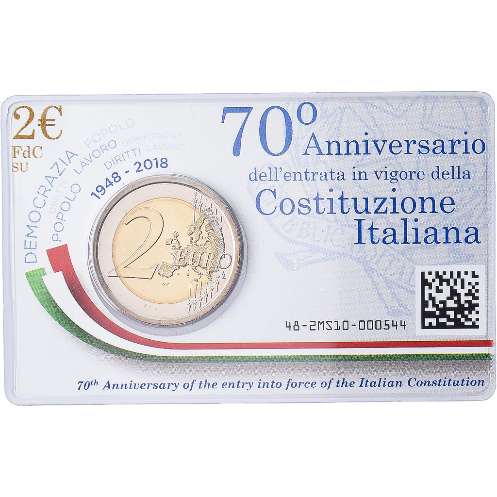 Italie, 2 Euro, Constitution italienne, 2018, Rome, Bimétallique, FDC