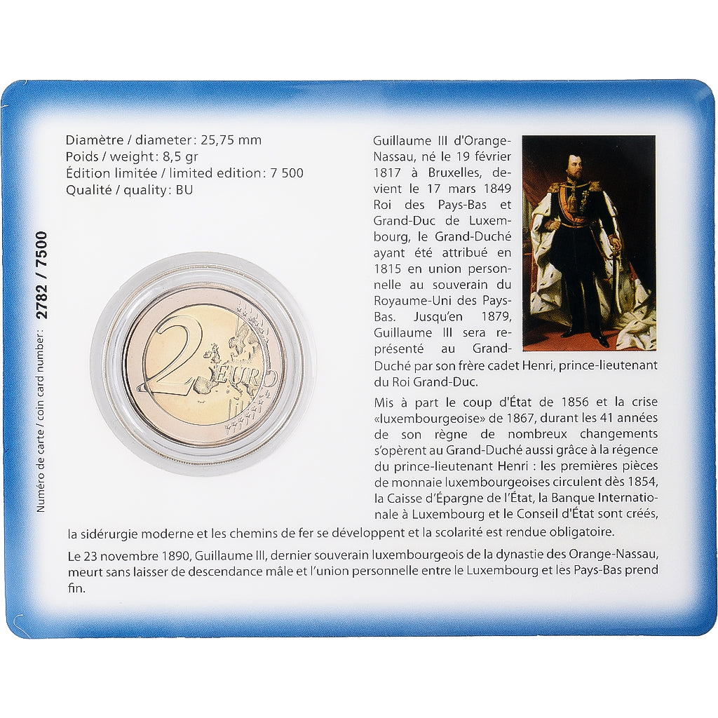 Luxemburg, 2 Euro, Guillaume III, BU, 2017, Royal Dutch Mint, Bi-Metallic, STGL
