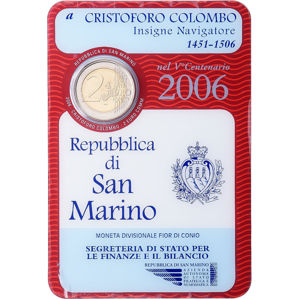 San Marino, 2 Euro, Christopher Colombus, 2006, Rome, Bi-metallico, FDC, KM:478