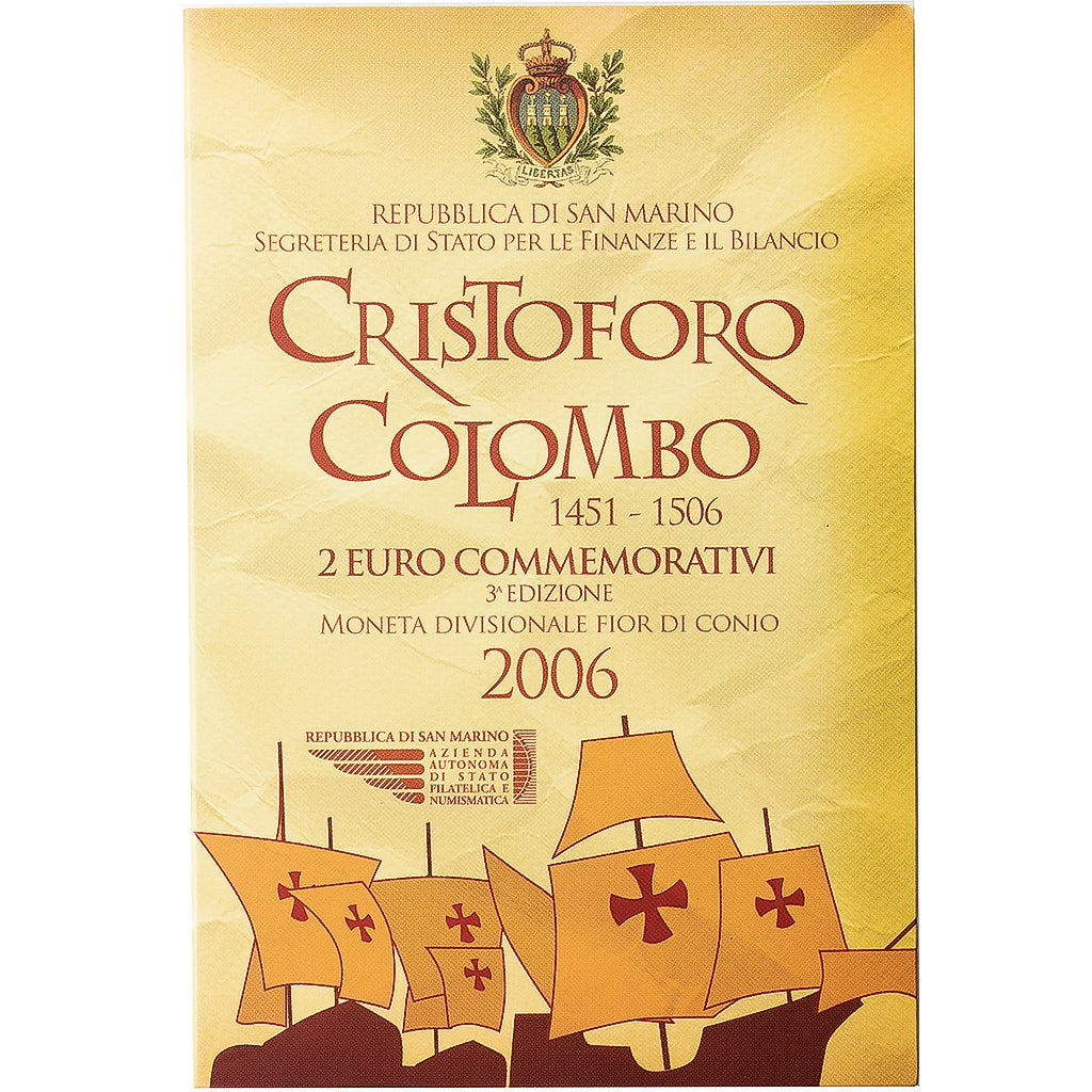 San Marino, 2 Euro, Christopher Colombus, 2006, Rome, Bi-metallico, FDC, KM:478