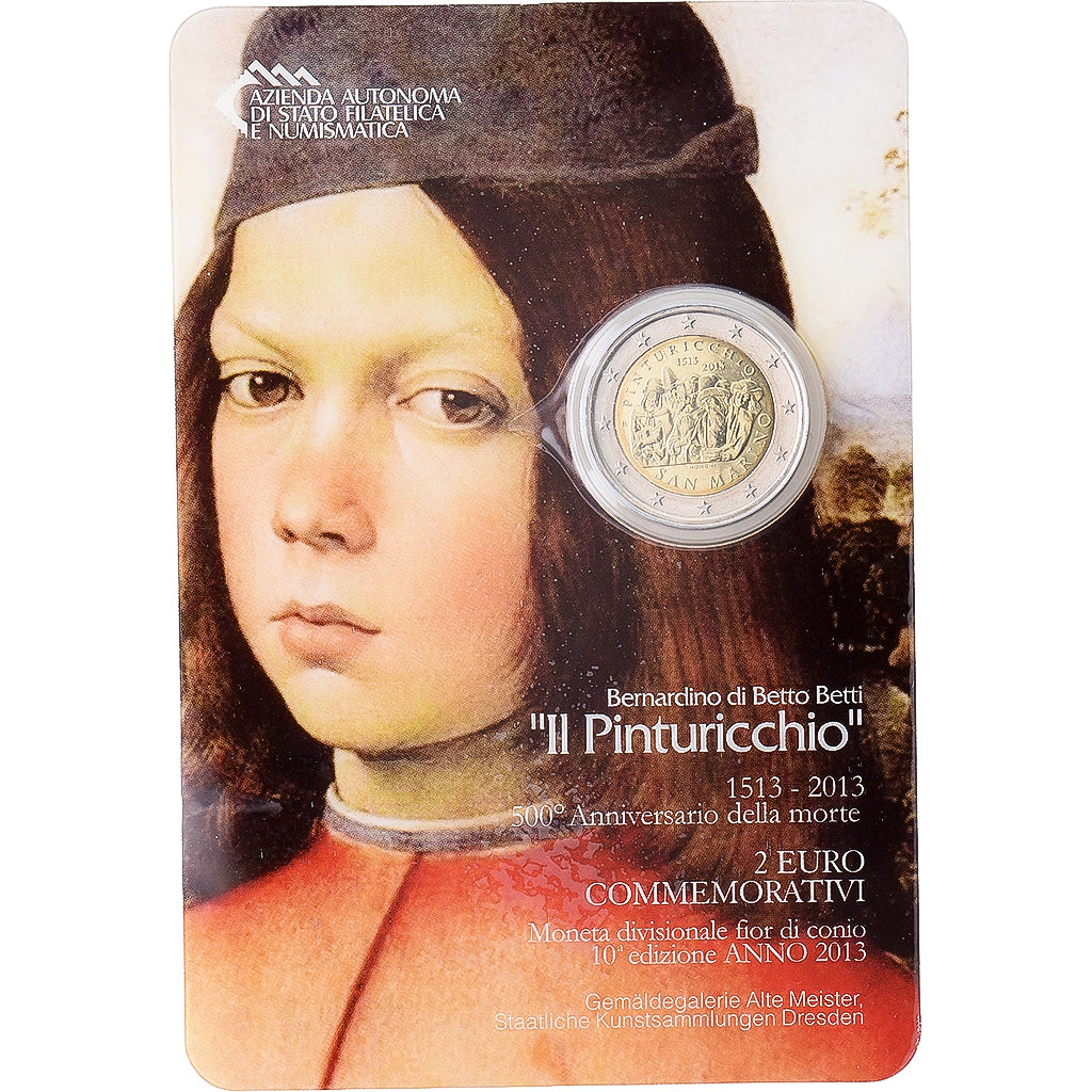 San Marino, 2 Euro, Il Pinturicchio, 2013, Rome, Bimetálico, MS(65-70), KM:522