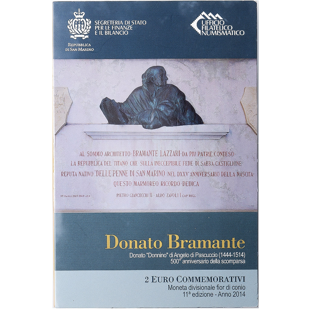 San Marino, 2 Euro, Donato Bramante, 2014, Rome, Bi-Metallic, FDC, KM:296