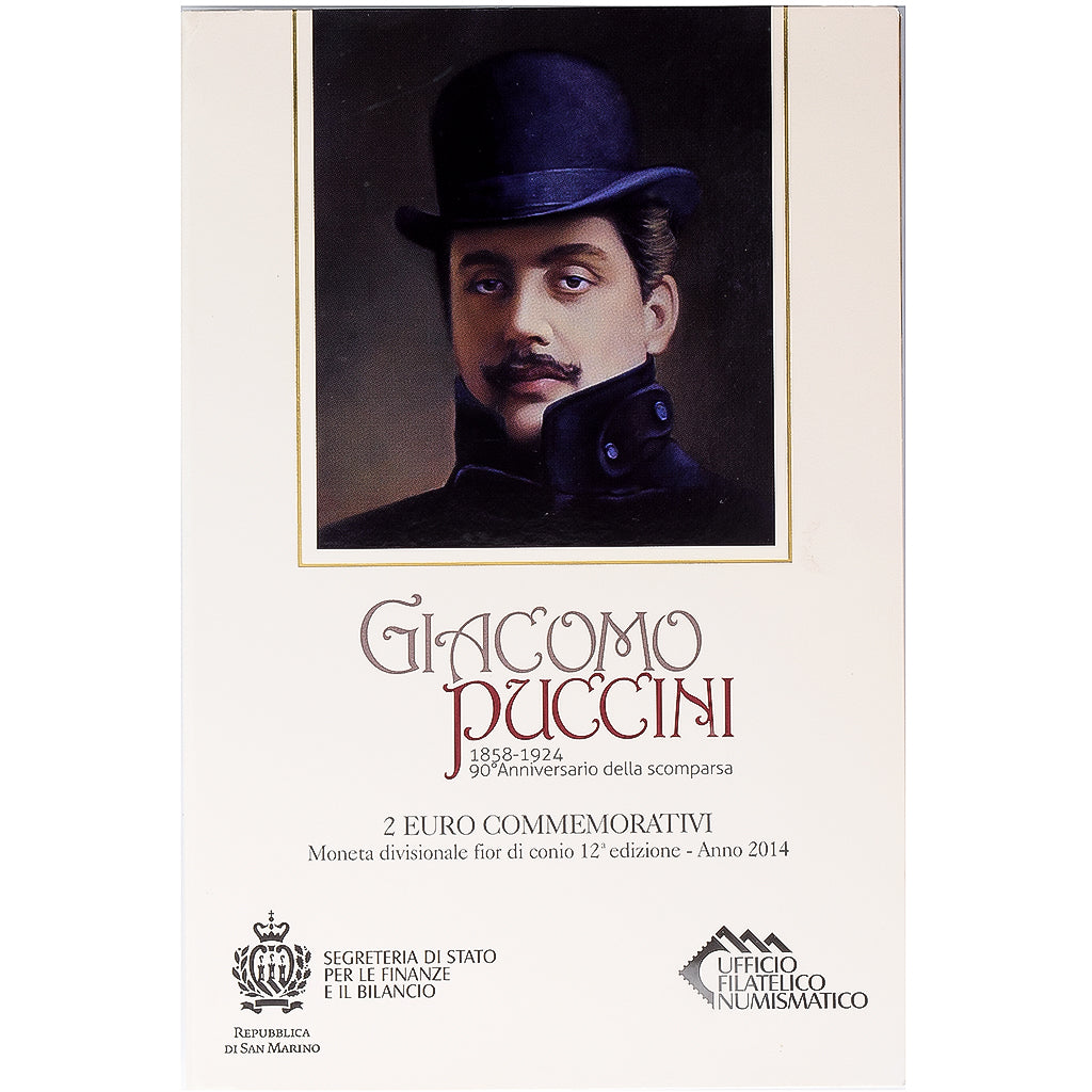 San Marino, 2 Euro, Giacomo Puccini, 2014, Rome, Bi-metallico, FDC, KM:295