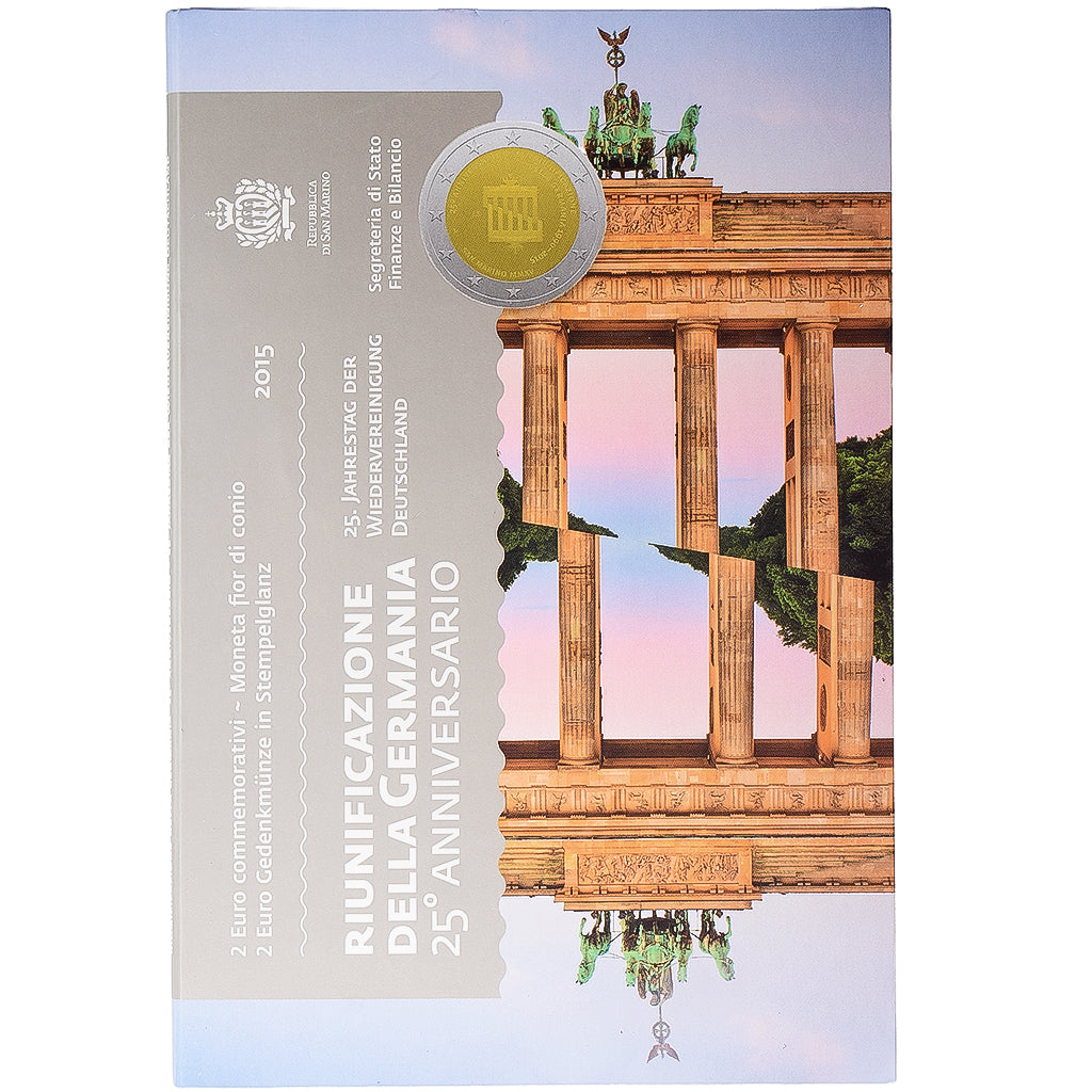 San Marino, 2 Euro, German reunification, 2015, Rome, Bi-Metallic