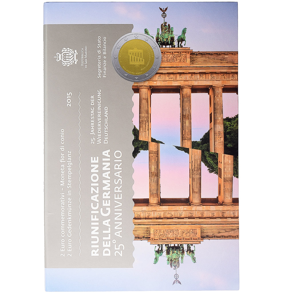 San Marino, 2 Euro, réunification de l'Allemagne, 2015, Rome, Bi-Metallic