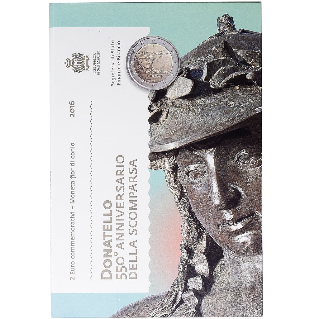 San Marino, 2 Euro, Donatello, 2016, Rome, Bimetálico, MS(65-70), KM:548