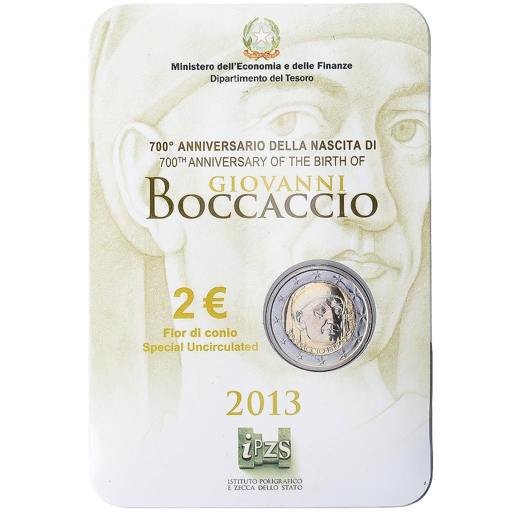 Italien, 2 Euro, Giovanni Boccaccio, 2013, Rome, Bi-Metallic, STGL, KM:358