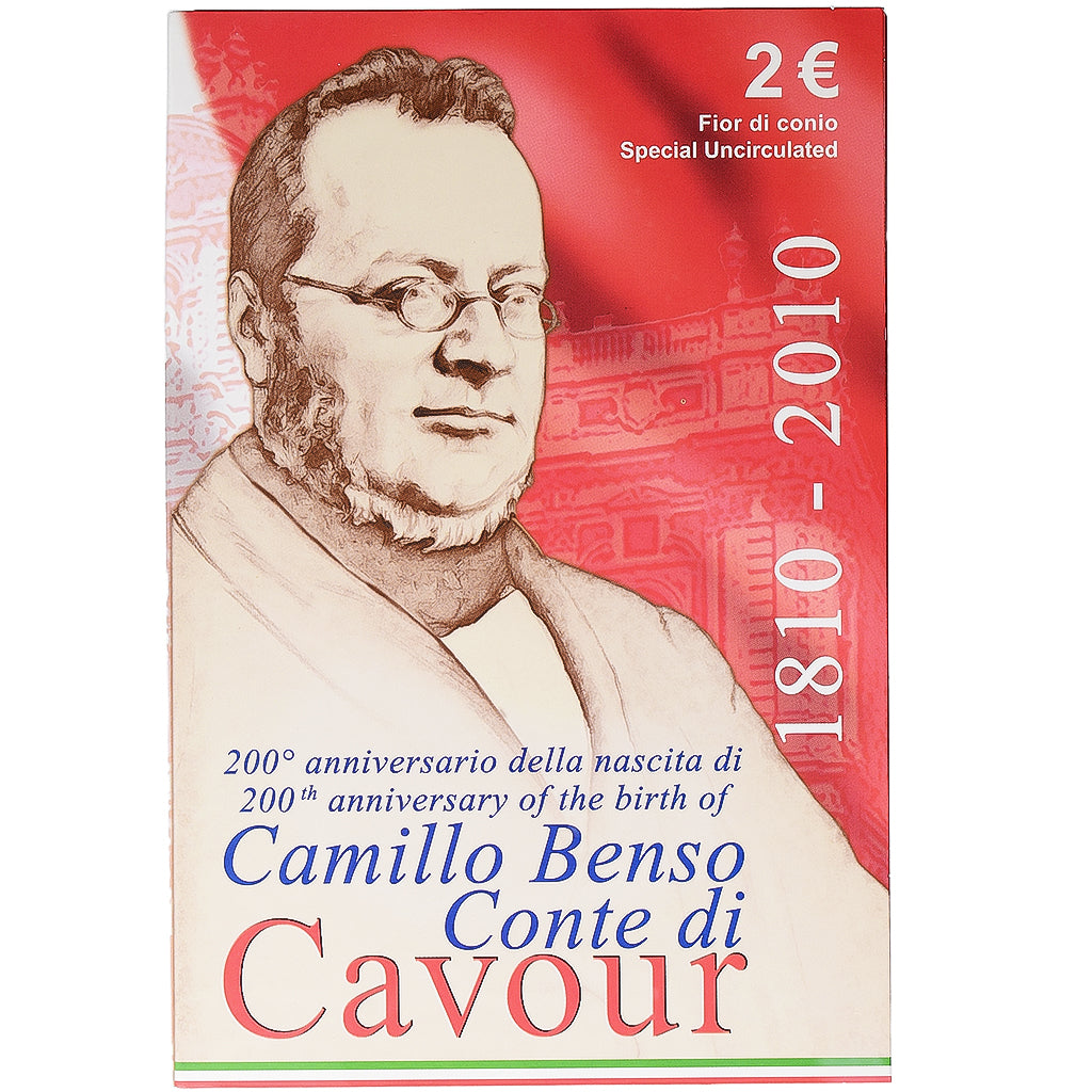 Italy, 2 Euro, Count of Cavour, 2010, Rome, Bi-Metallic, MS(65-70), KM:328