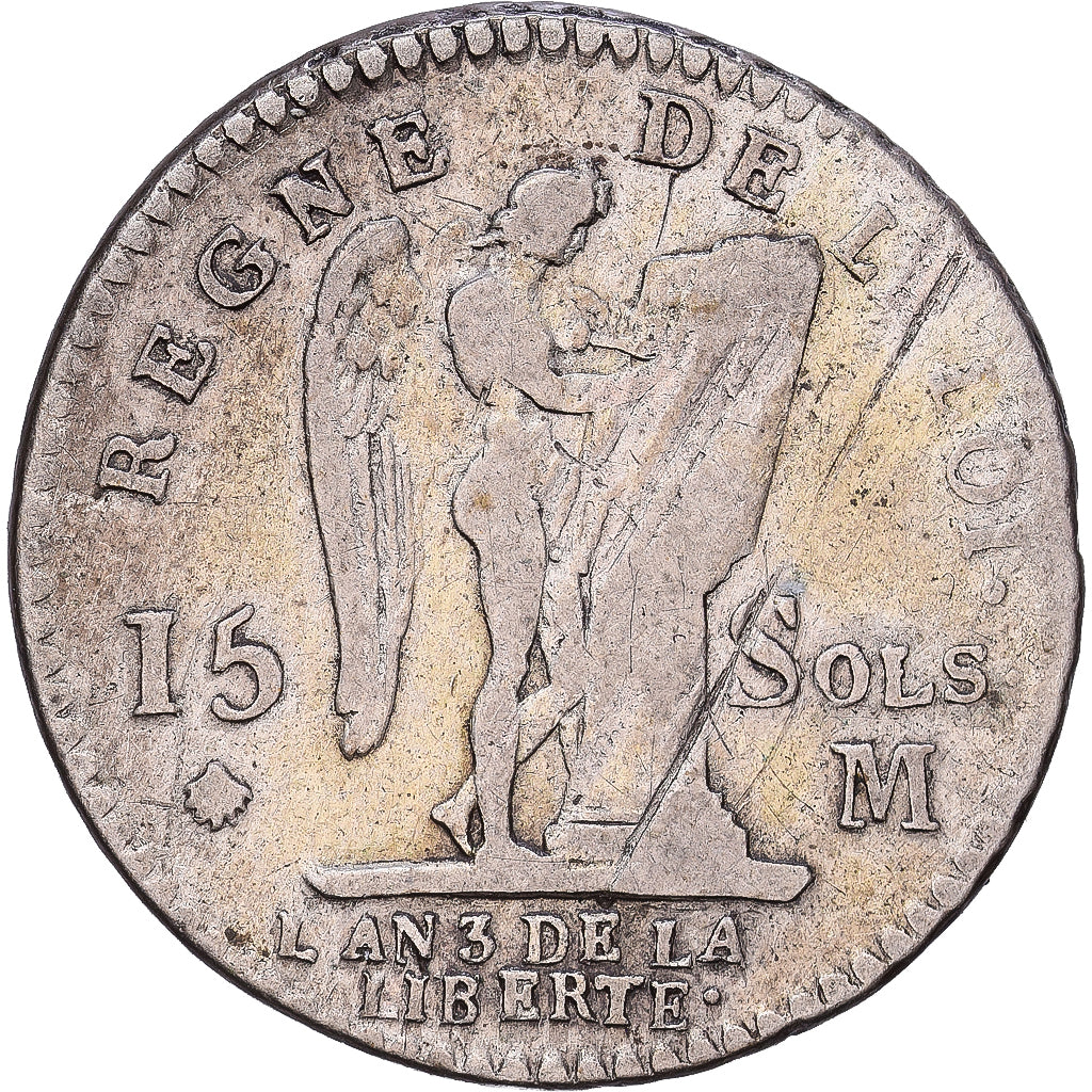 France, Constitution, 15 sols françois, 1791, Toulouse, Silver, VF(20-25)