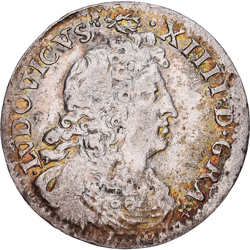 France, Louis XIV, 4 Sols des Traitants, 1676, Paris, Silver, EF(40-45)