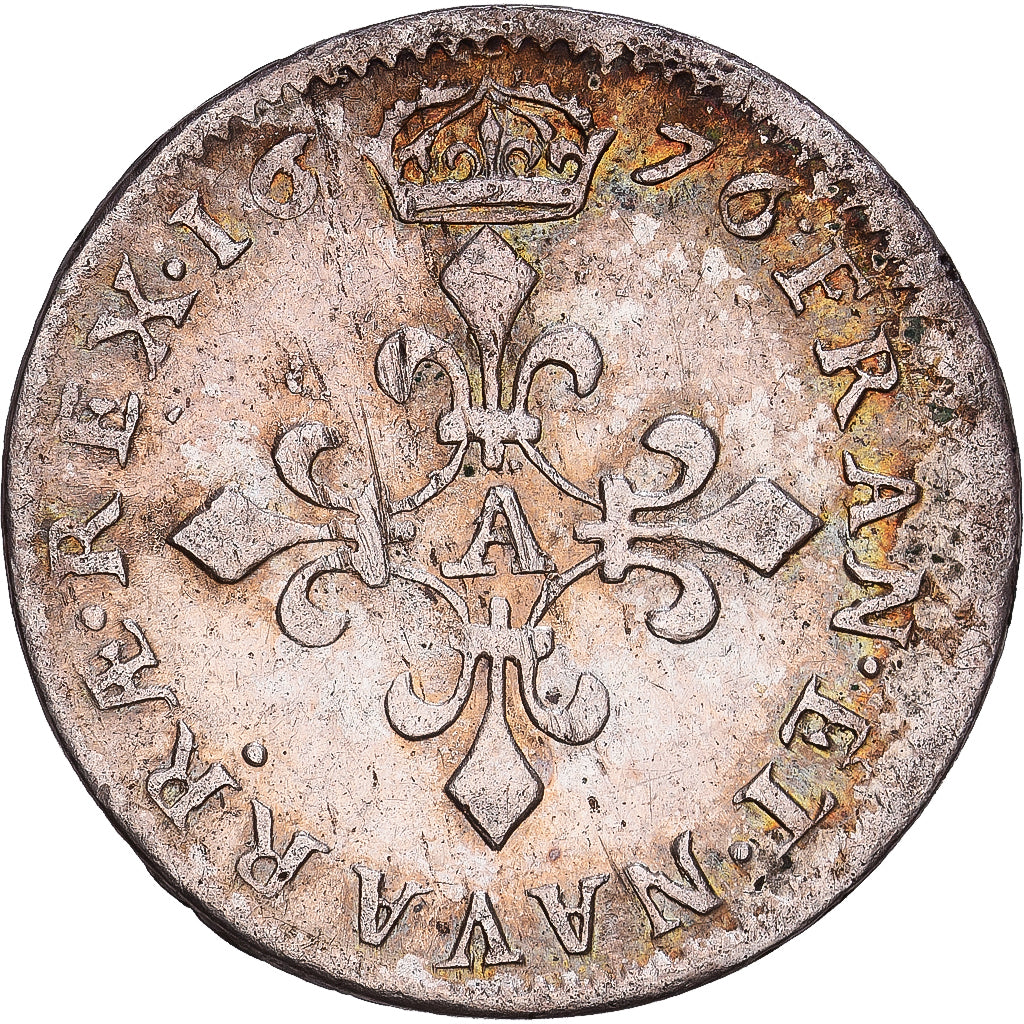 France, Louis XIV, 4 Sols des Traitants, 1676, Paris, Silver, EF(40-45)