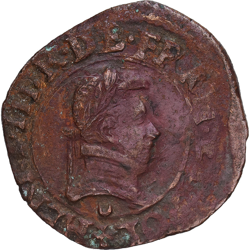 France, Henri III, Denier Tournois, Bourges, Cuivre, TB, Gadoury:450