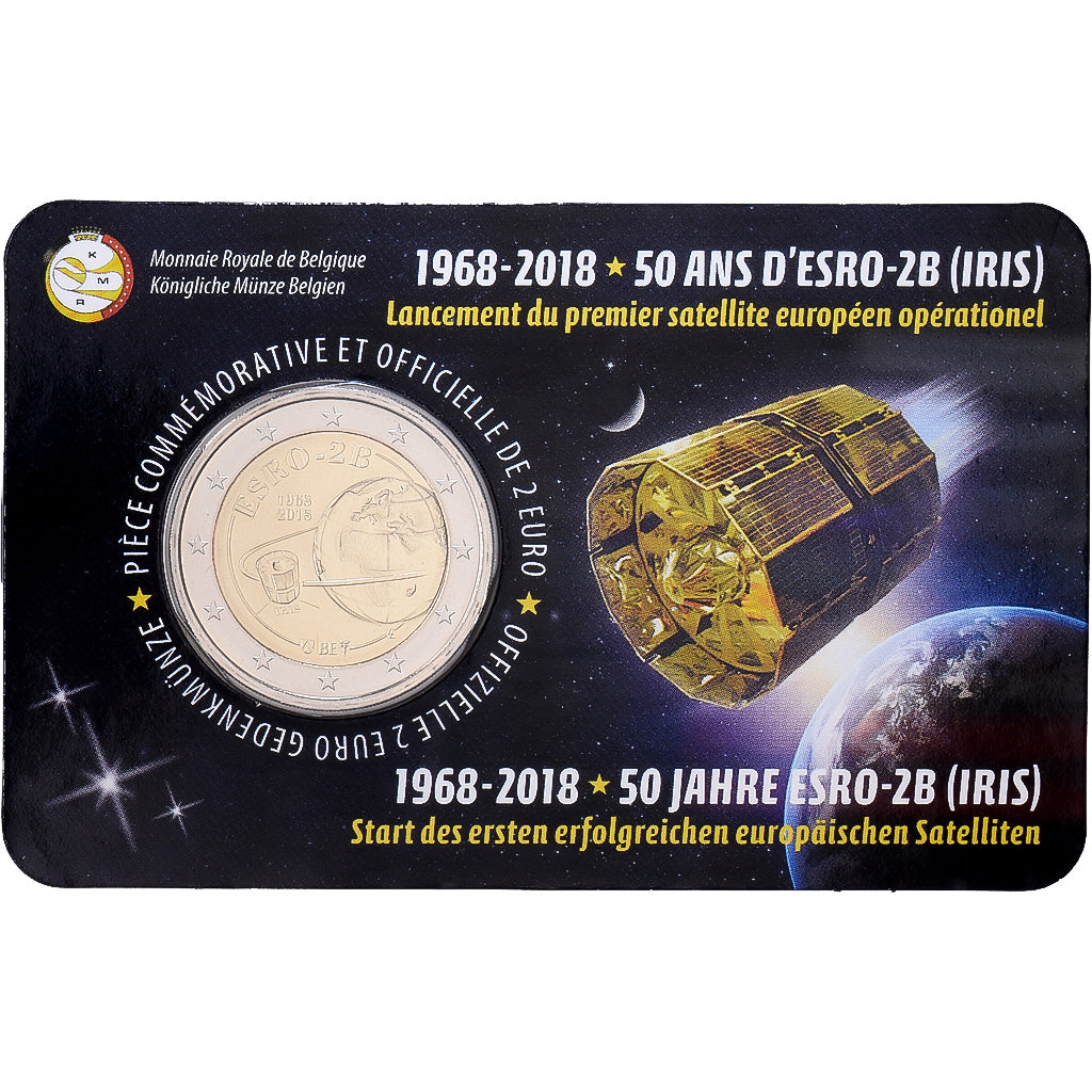 België, 2 Euro, Satellite ESRO-2B, 2018, Royal Belgium Mint, Bi-Metallic, FDC