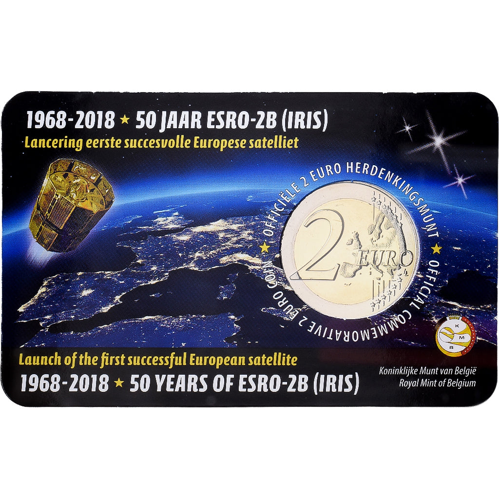 België, 2 Euro, Satellite ESRO-2B, 2018, Royal Belgium Mint, Bi-Metallic, FDC