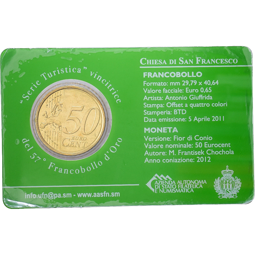 San Marino, 50 Centimes, 2012, Rome, Nordic gold, FDC, KM:445