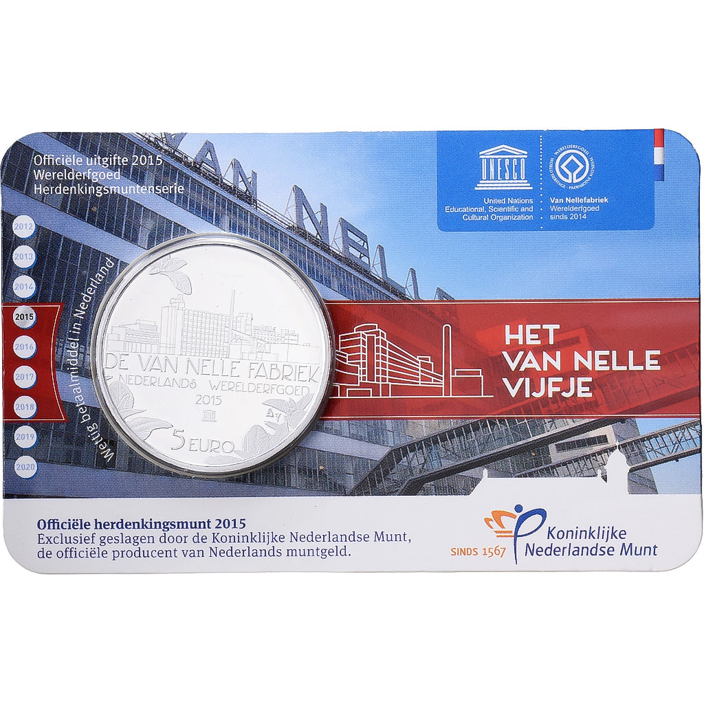 Nederland, 5 Euro, Van Nelle Fabriek, 2015, Royal Dutch Mint, Silver Plated