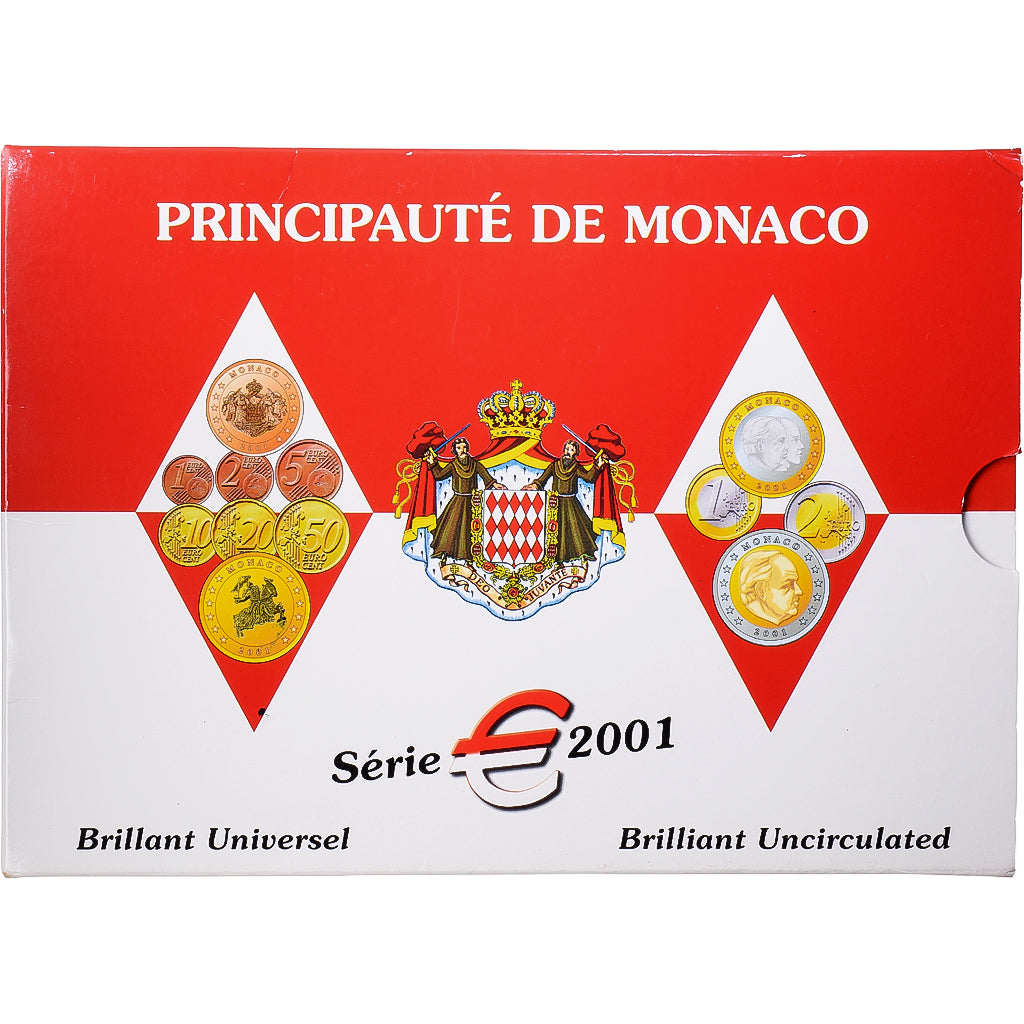 Monaco, Albert II, Set 1 ct. - 2 Euro, BU, 2001, MDP, N.C., FDC