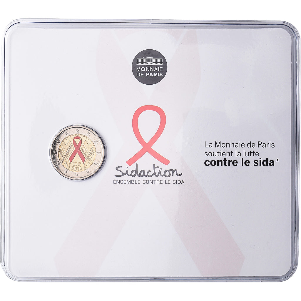 France, 2 Euro, Sidaction, 2014, MDP, Bi-Metallic, MS(65-70)