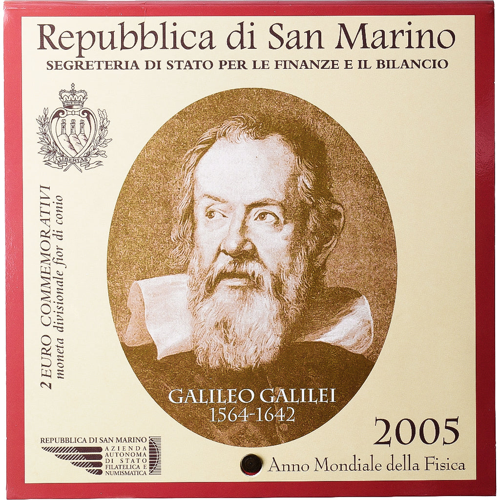 San Marino, 2 Euro, Galileo Galilei, 2005, Rome, Bi-Metallic, MS(65-70)