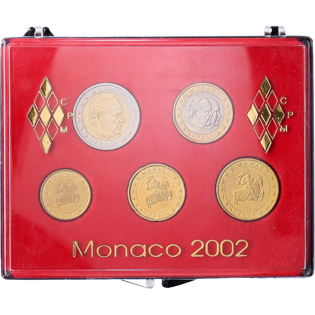 Monaco, Rainier III, 10 Cents to 2 Euro, 2002, MDP, MS(65-70)