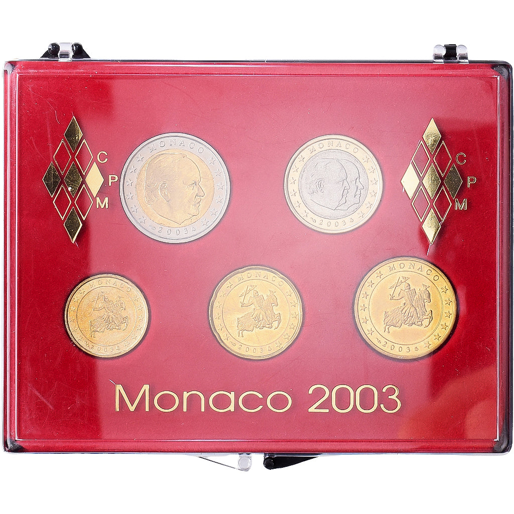 Monaco, Rainier III, 10 Cents to 2 Euro, 2003, MDP, MS(65-70)