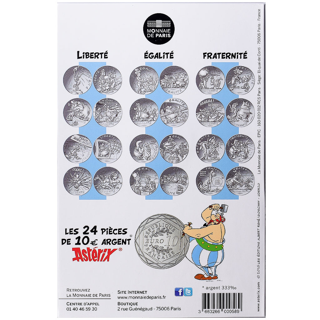 Francia, 10 Euro, Astérix - Égalité, 2015, MDP, Plata, FDC