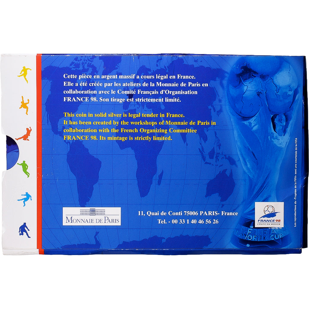 Frankrijk, 1 Franc, Coupe du Monde 1998, 1998, Paris, Zilver, FDC