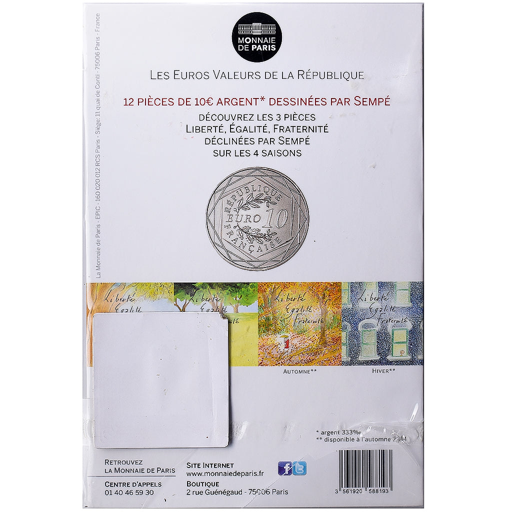 Francia, 10 Euro, Sempé - Été - Liberté, 2014, MDP, Plata, FDC