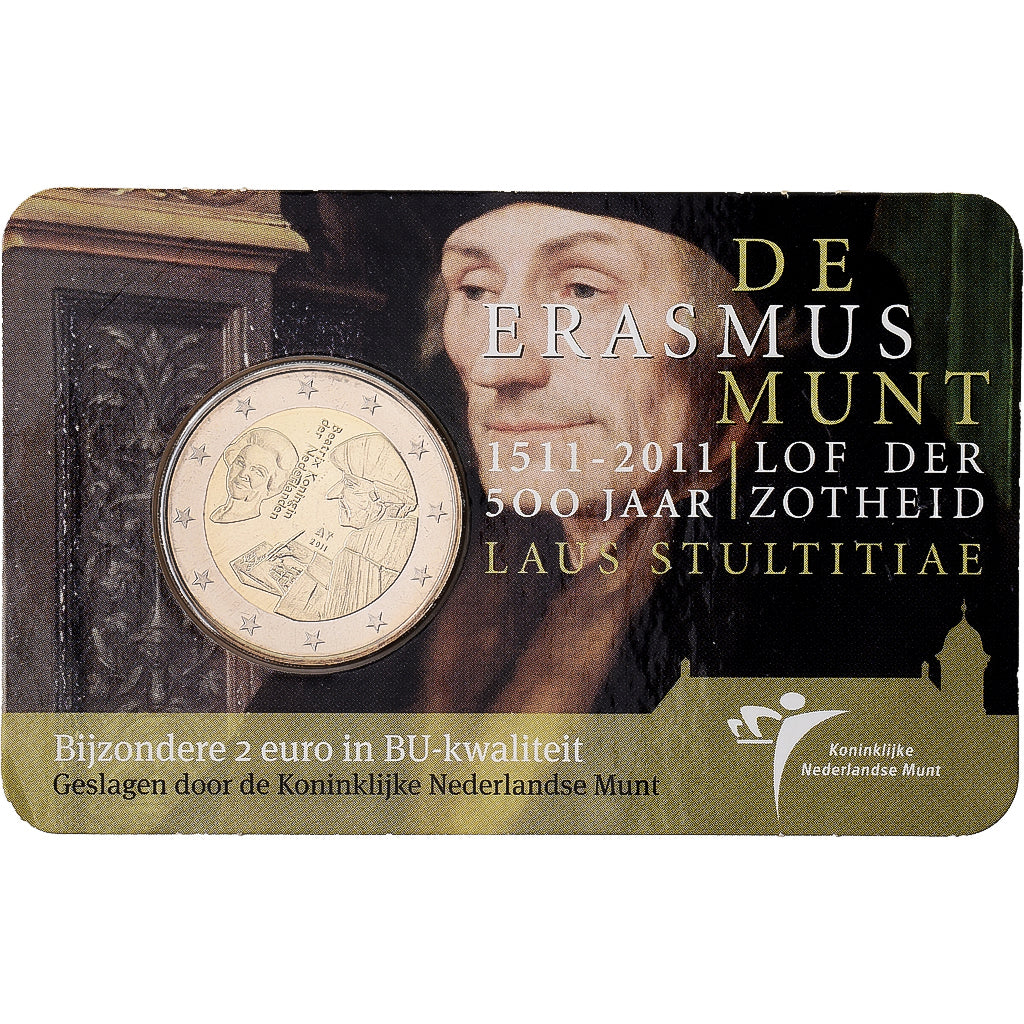 Pays-Bas, 2 Euro, Erasmus, 2011, Royal Dutch Mint, Bimétallique, FDC