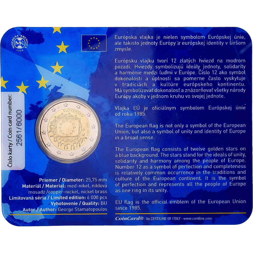 Slovaquie, 2 Euro, Drapeau de l'UE, BU, 2015, Kremnica, Bimétallique, FDC
