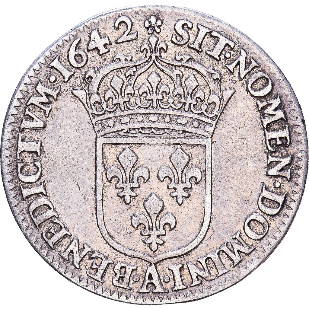 Francia, 1/12 Ecu, 1/12 Écu, 1er poinçon de Warin, buste drapé, 1642, Paris
