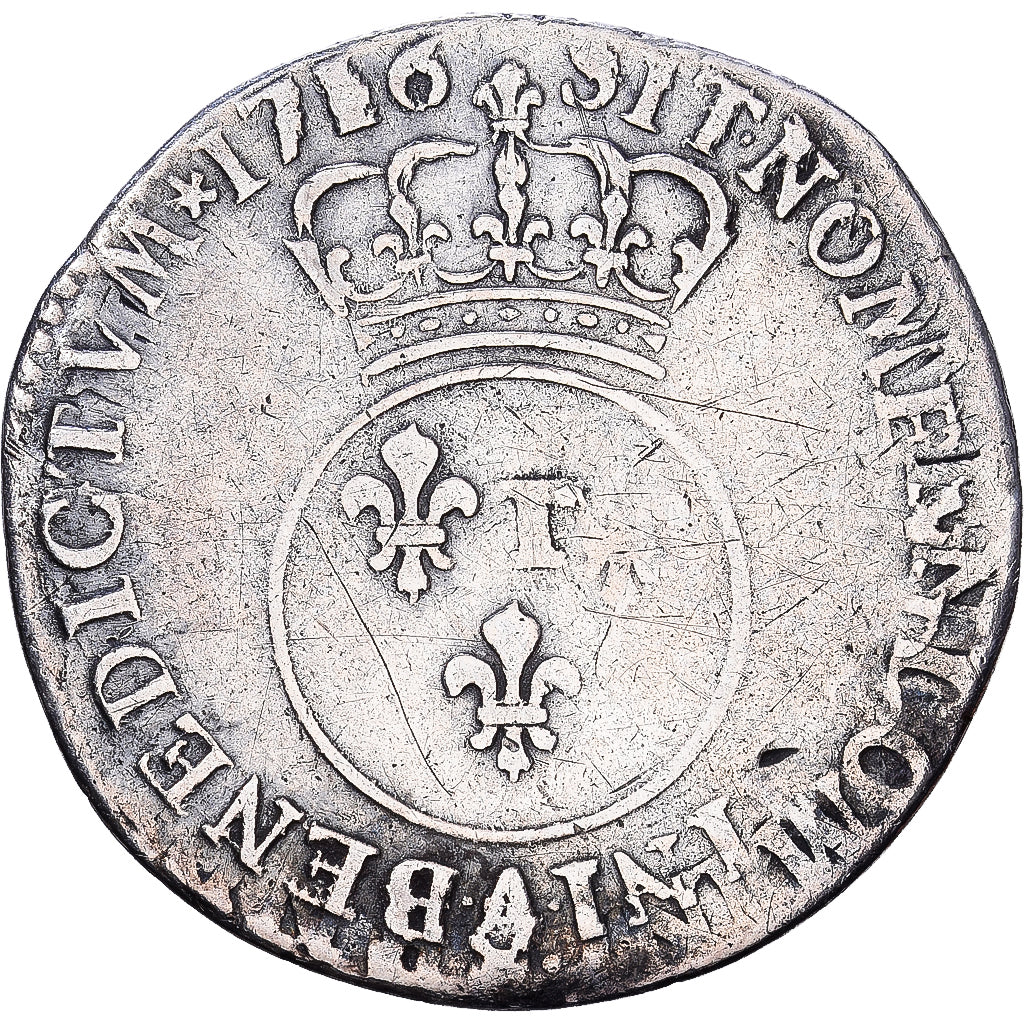France, Louis XV, 1/10 Écu vertugadin, 1716, Paris, réformé, Silver
