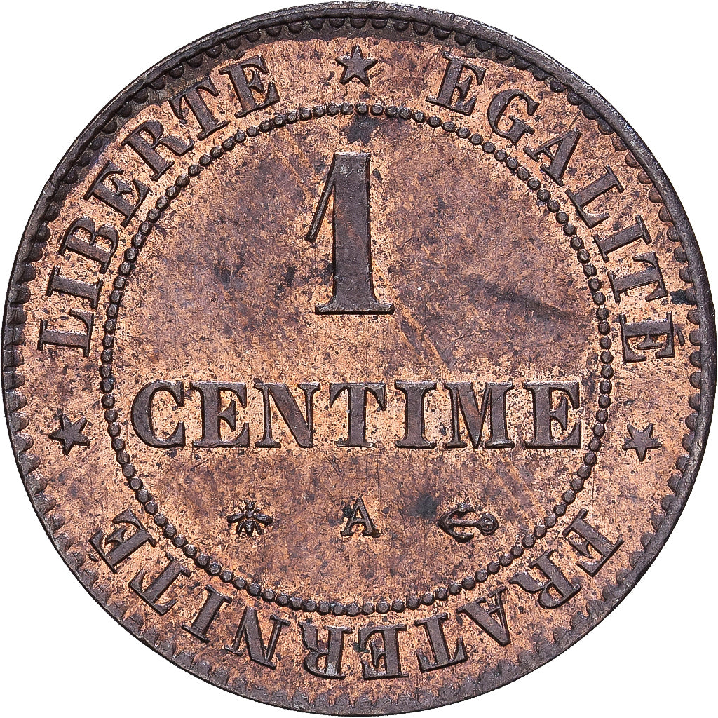 Frankrijk, 1 Centime, Cérès, 1875, Paris, Bronzen, ZF, Gadoury:88