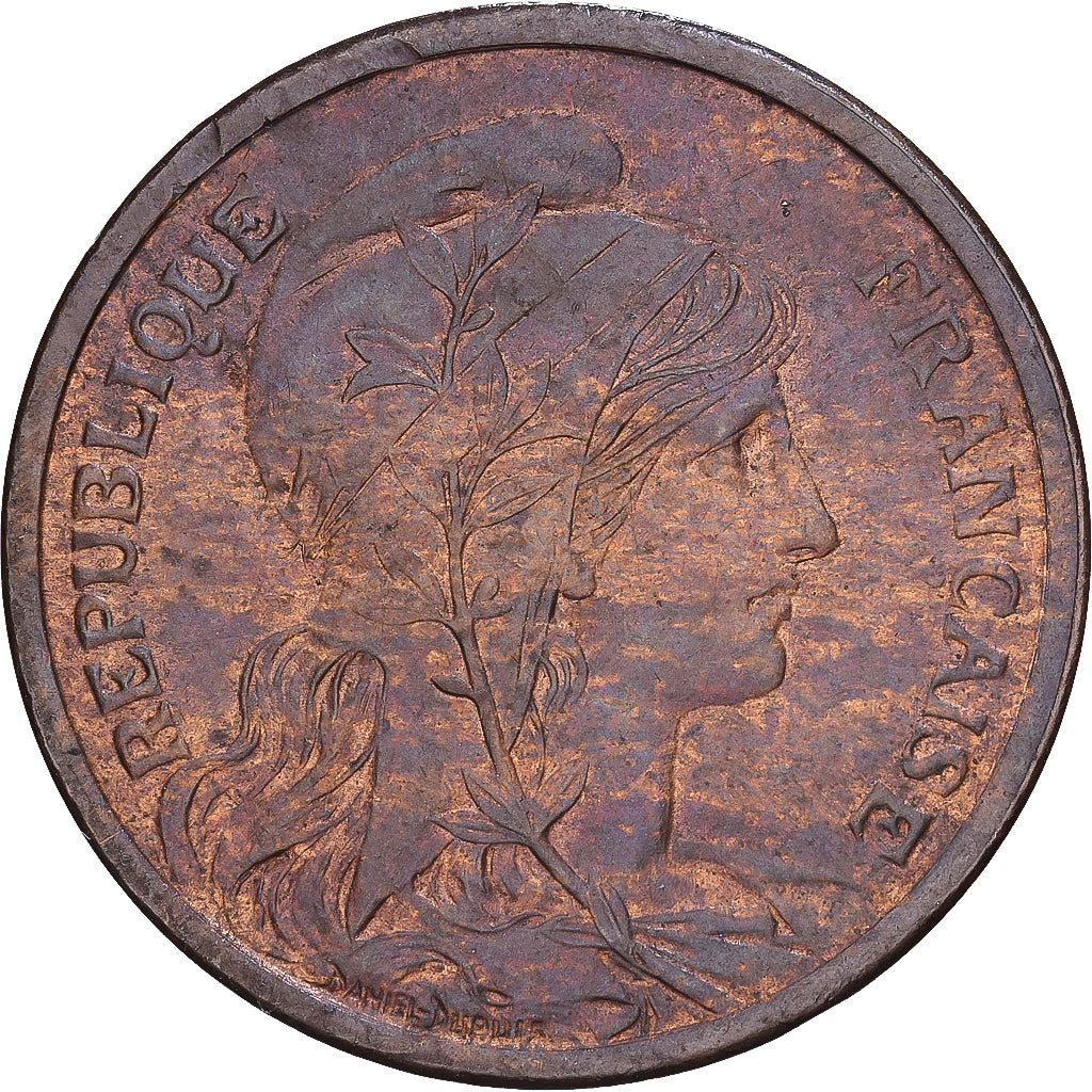 Frankrijk, 2 Centimes, Daniel-Dupuis, 1910, Paris, Bronzen, PR, Gadoury:107