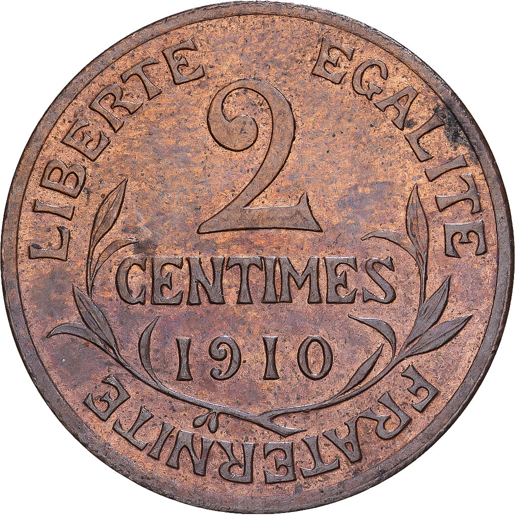 Frankrijk, 2 Centimes, Daniel-Dupuis, 1910, Paris, Bronzen, PR, Gadoury:107