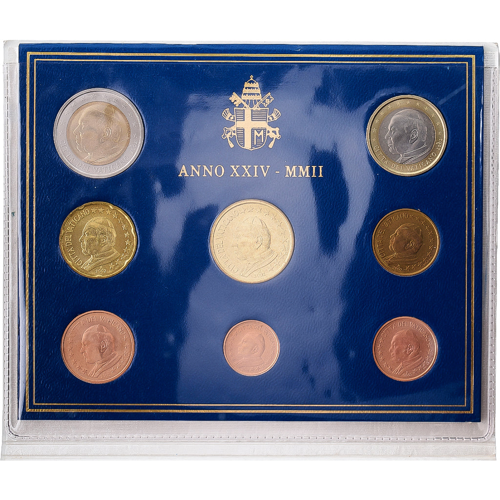 Vatican, John Paul II, Set 1 ct. - 2 Euro, 2002, Rome, MS(65-70)