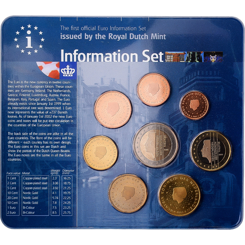 Nederland, Set 1 ct. - 2 Euro, Information set, 2001, Royal Dutch Mint, n.v.t.